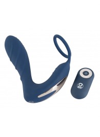 Синий вибростимулятор простаты с кольцом - 14,5 см. - Orion - в Балашихе купить с доставкой