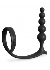 Черная анальная цепочка с эрекционным кольцом Ass-gasm Cockring Anal Beads - Pipedream - в Балашихе купить с доставкой