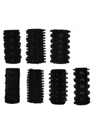 Набор из 7 черных насадок PENIS SLEEVES SET - Dream Toys - в Балашихе купить с доставкой