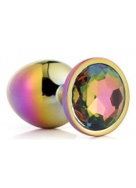 Голографическая анальная втулка с радужным кристаллом - 7,1 см. - Dream Toys - купить с доставкой в Балашихе