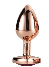 Золотистая анальная втулка с кристаллом-сердечком розового цвета - 7,1 см. - Dream Toys - купить с доставкой в Балашихе