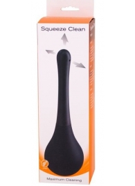 Черный анальный душ SQUEEZE CLEAN с закругленным наконечником - Seven Creations - купить с доставкой в Балашихе