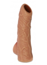 Телесная открытая насадка-реалистик с подхватом мошонки Nude Sleeve M - 12 см. - KOKOS - в Балашихе купить с доставкой