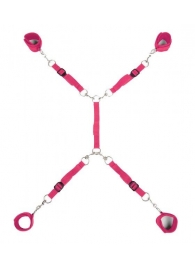 Ярко-розовый набор фиксаций на кровати Classic Bed Spreader - Lux Fetish - купить с доставкой в Балашихе