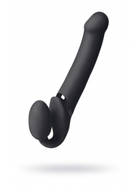 Черный безремневой вибрострапон Vibrating Bendable Strap-On L - Strap-on-me - купить с доставкой в Балашихе