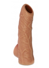 Телесная открытая насадка-реалистик с подхватом мошонки Nude Sleeve S - 10 см. - KOKOS - в Балашихе купить с доставкой