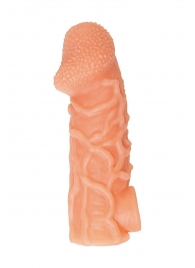 Телесная закрытая насадка с венками Cock Sleeve Size L - 17,6 см. - KOKOS - в Балашихе купить с доставкой