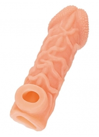 Телесная закрытая насадка с венками Cock Sleeve Size L - 17,6 см. - KOKOS - в Балашихе купить с доставкой