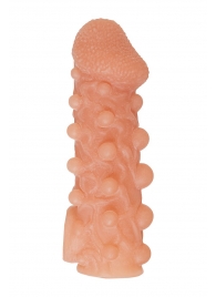 Телесная закрытая насадка с шариками Cock Sleeve Size M - 15,6 см. - KOKOS - в Балашихе купить с доставкой