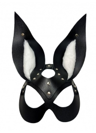 Черная маска зайки с белым мехом на ушках Miss Bunny - БДСМ Арсенал - купить с доставкой в Балашихе