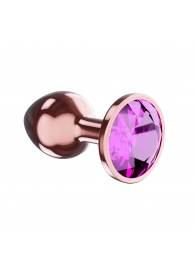 Пробка цвета розового золота с лиловым кристаллом Diamond Quartz Shine L - 8,3 см. - Lola Games - купить с доставкой в Балашихе