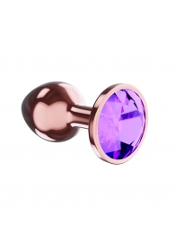Пробка цвета розового золота с фиолетовым кристаллом Diamond Amethyst Shine L - 8,3 см. - Lola Games - купить с доставкой в Балашихе