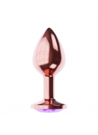 Пробка цвета розового золота с фиолетовым кристаллом Diamond Amethyst Shine L - 8,3 см. - Lola Games - купить с доставкой в Балашихе