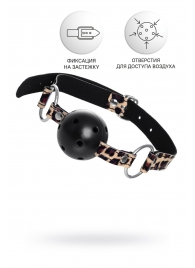 Черный кляп-шар на леопардовых ремешках Anonymo - ToyFa - купить с доставкой в Балашихе