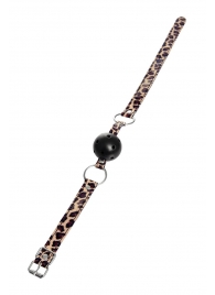 Черный кляп-шар на леопардовых ремешках Anonymo - ToyFa - купить с доставкой в Балашихе