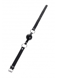 Черный кляп-шар на кожаных ремешках Anonymo - ToyFa - купить с доставкой в Балашихе