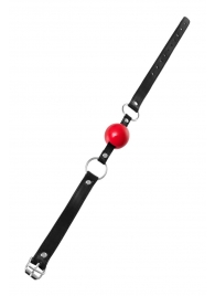 Красный кляп-шар на черных ремешках Anonymo - ToyFa - купить с доставкой в Балашихе