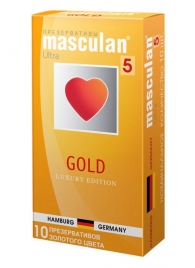 Презервативы Masculan Ultra Gold с золотым напылением и ароматом ванили - 10 шт. - Masculan - купить с доставкой в Балашихе
