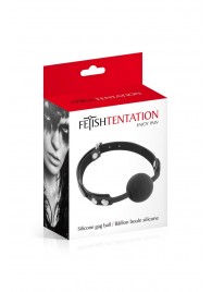 Черный силиконовый кляп-шарик на ремешках - Fetish Tentation - купить с доставкой в Балашихе
