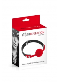 Красный кляп-шарик на черных ремешках - Fetish Tentation - купить с доставкой в Балашихе