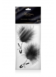 Зажимы на соски с черными пуховыми кисточками Sweet Caress Feather Nipple Clumps - Sweet Caress - купить с доставкой в Балашихе