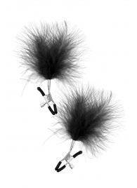 Зажимы на соски с черными пуховыми кисточками Sweet Caress Feather Nipple Clumps - Sweet Caress - купить с доставкой в Балашихе