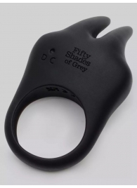 Черное эрекционное виброкольцо Sensation Rechargeable Vibrating Rabbit Love Ring - Fifty Shades of Grey - в Балашихе купить с доставкой