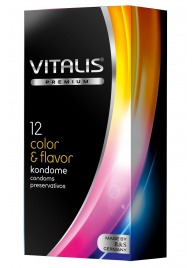 Цветные ароматизированные презервативы VITALIS PREMIUM color   flavor - 12 шт. - Vitalis - купить с доставкой в Балашихе