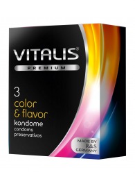 Цветные ароматизированные презервативы VITALIS PREMIUM color   flavor - 3 шт. - Vitalis - купить с доставкой в Балашихе