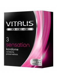 Презервативы с пупырышками и кольцами VITALIS PREMIUM sensation - 3 шт. - Vitalis - купить с доставкой в Балашихе
