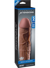 Коричневая насадка Mega 2  Extension - 20,3 см. - Pipedream - в Балашихе купить с доставкой