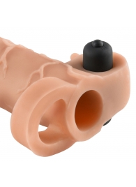 Телесная вибронасадка с кольцом Vibrating Real Feel 2 Extension - 16 см. - Pipedream - в Балашихе купить с доставкой