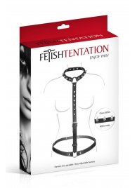 Черная упряжь на тело с шипами на ошейнике - Fetish Tentation - купить с доставкой в Балашихе