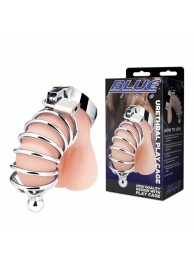 Серебристая клетка для члена Urethral Play Cage - BlueLine - купить с доставкой в Балашихе