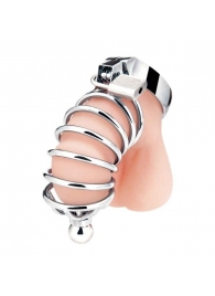 Серебристая клетка для члена Urethral Play Cage - BlueLine - купить с доставкой в Балашихе
