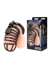 Черная металлическая клетка с замком Deluxe Chastity Cage - BlueLine - купить с доставкой в Балашихе