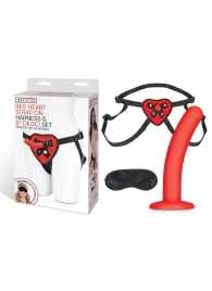 Красный поясной фаллоимитатор Red Heart Strap on Harness   5in Dildo Set - 12,25 см. - Lux Fetish - купить с доставкой в Балашихе