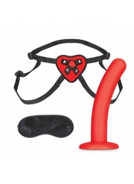 Красный поясной фаллоимитатор Red Heart Strap on Harness   5in Dildo Set - 12,25 см. - Lux Fetish - купить с доставкой в Балашихе