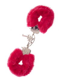 Металлические наручники с красной меховой опушкой METAL HANDCUFF WITH PLUSH RED - Dream Toys - купить с доставкой в Балашихе