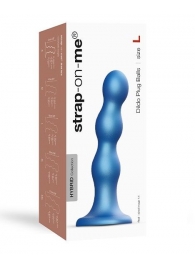 Голубая насадка Strap-On-Me Dildo Plug Balls size L - Strap-on-me - купить с доставкой в Балашихе