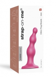 Розовая насадка Strap-On-Me Dildo Plug Beads size S - Strap-on-me - купить с доставкой в Балашихе