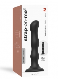 Черная насадка Strap-On-Me Dildo Geisha Balls size M - Strap-on-me - купить с доставкой в Балашихе