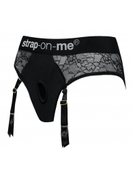 Черные трусики для насадок Diva Lingerie Harness - size S - Strap-on-me - купить с доставкой в Балашихе