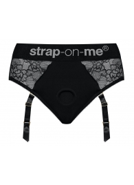 Черные трусики для насадок Diva Lingerie Harness - size S - Strap-on-me - купить с доставкой в Балашихе