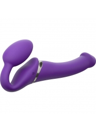 Фиолетовый безремневой вибрострапон Vibrating Bendable Strap-On - size L - Strap-on-me - купить с доставкой в Балашихе