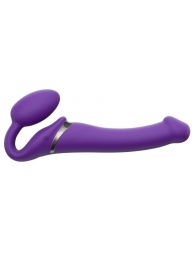 Фиолетовый безремневой вибрострапон Vibrating Bendable Strap-On - size L - Strap-on-me - купить с доставкой в Балашихе