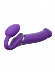 Фиолетовый безремневой вибрострапон Silicone Bendable Strap-On - size XL - Strap-on-me - купить с доставкой в Балашихе