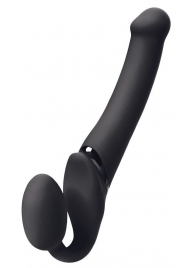 Черный безремневой вибрострапон Silicone Bendable Strap-On - size XL - Strap-on-me - купить с доставкой в Балашихе