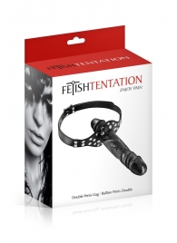 Черный кляп-фаллоимитатор Double Penis Gag - Fetish Tentation - купить с доставкой в Балашихе