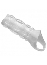 Насадка на пенис с кольцом для мошонки Clear Sensations Enhancer Sex Sleeve - 11,5 см. - XR Brands - в Балашихе купить с доставкой